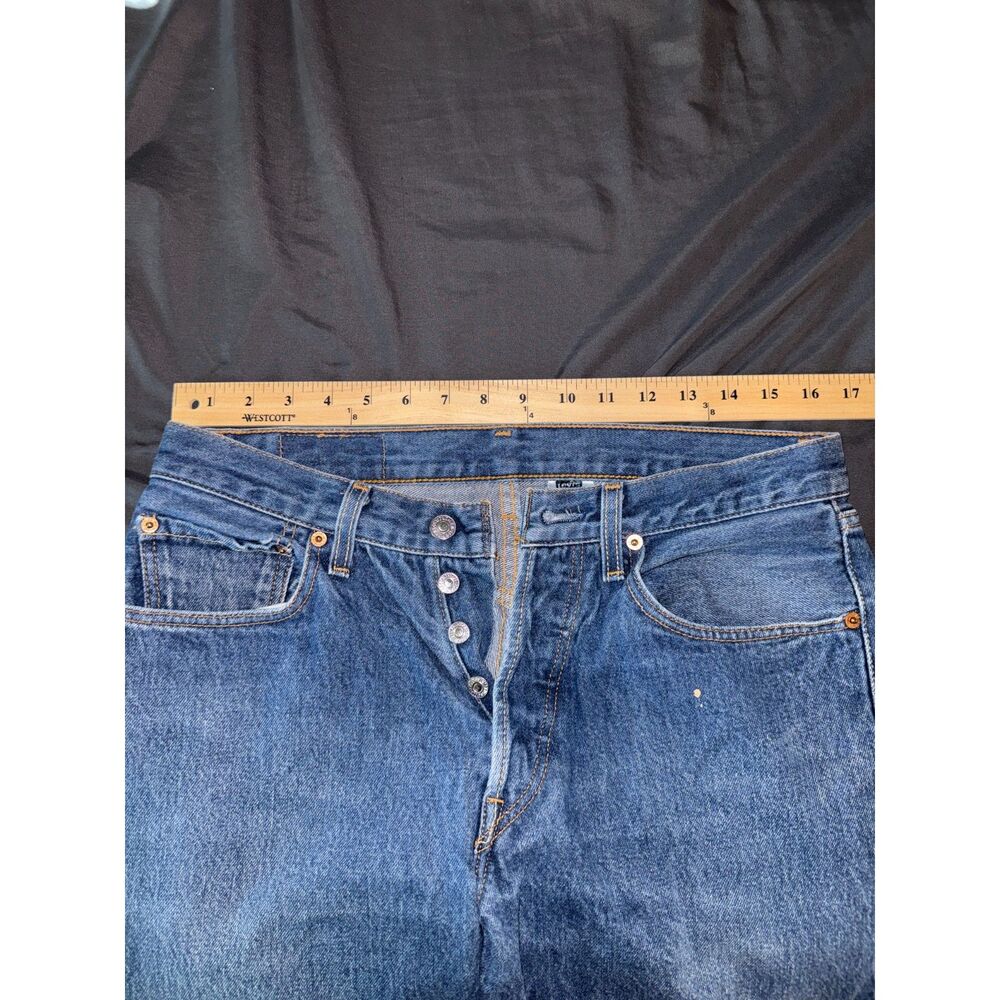 Vintage Levi's 501xx Mens W33 100% Cotton Dark Wash Button Fly Jeans (Hemmed) - Picture 11 of 11